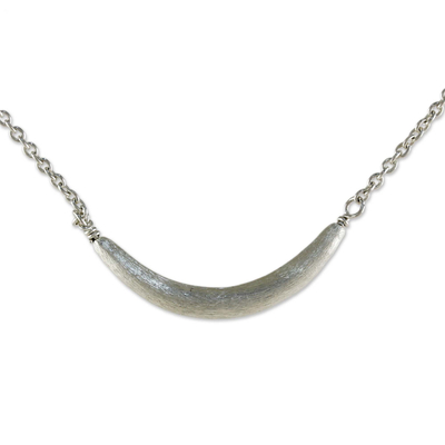 Sterling silver pendant necklace, 'Moon Light' - Sterling Silver and Calcite Pendant Necklace from Thailand