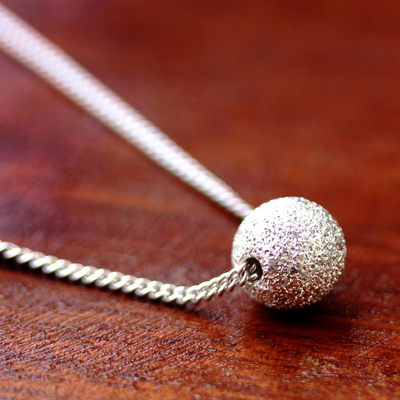Sterling silver pendant necklace, 'Full Moon Light' - Sterling Silver Round Pendant Necklace from Thailand