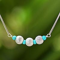 Sterling silver pendant necklace, 'Starry Blue Sky'