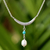 Cultured pearl pendant necklace, 'Moon and Starlight' - Cultured Pearl and Calcite Pendant Necklace from Thailand (image 2) thumbail