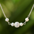Cultured pearl pendant necklace, 'Glowing Moons' - Cultured Pearl and Sterling Silver Necklace from Thailand (image 2) thumbail
