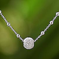 Sterling silver pendant necklace, 'Beaded Sparkles'