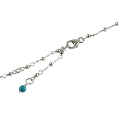 Anhänger-Halskette aus Sterlingsilber, 'Beaded Sparkles' - Sterling Silber Calcit Perlen Anhänger Halskette Thailand