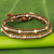 Jasper and leather wrap bracelet, 'Hill Tribe Sunflower' - Thai Leather Jasper and Karen Silver Beaded Wrap Bracelet (image 2) thumbail