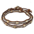 Jasper and leather wrap bracelet, 'Hill Tribe Sunflower' - Thai Leather Jasper and Karen Silver Beaded Wrap Bracelet thumbail