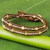 Jasper and leather wrap bracelet, 'Hill Tribe Sunflower' - Thai Leather Jasper and Karen Silver Beaded Wrap Bracelet (image 2b) thumbail