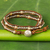 Jasper and leather wrap bracelet, 'Hill Tribe Sunflower' - Thai Leather Jasper and Karen Silver Beaded Wrap Bracelet (image 2c) thumbail