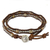Jasper and leather wrap bracelet, 'Hill Tribe Sunflower' - Thai Leather Jasper and Karen Silver Beaded Wrap Bracelet (image 2e) thumbail