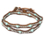 Serpentine and leather wrap bracelet, 'Hill Tribe Sunflower' - Thai Leather Dyed Serpentine Karen 950 Silver Wrap Bracelet thumbail