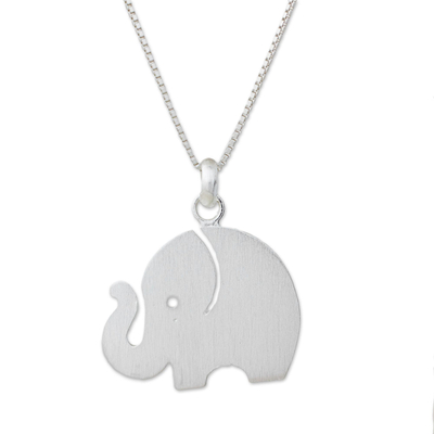 Sterling silver pendant necklace, 'Curious Elephant' - Sterling Silver Simple Elephant Pendant Necklace Thailand