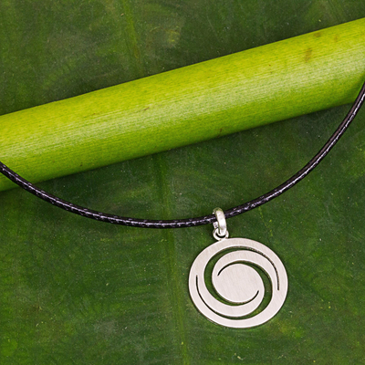 Sterling silver pendant necklace, 'Moon Wind' - Sterling Silver Pendant Necklace Spiral Motif from Thailand