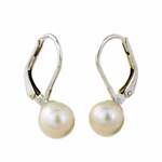 Cultured pearl drop earrings, 'Pure Lily' - Cultured Pearl Drop Earrings High Polish from Thailand