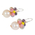 Cultured pearl dangle earrings, 'Butterfly Party in Pink' - Pink Cultured Pearl Dangle Earrings with Butterfly Motif (image 2b) thumbail