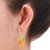 Quartz dangle earrings, 'Moonlight Garden in Orange' - Orange Quartz and Glass Bead Dangle Earrings with Copper (image 2c) thumbail