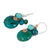 aretes colgantes serpentina - Aretes colgantes de perlas de vidrio y serpentina verde azulado con cobre