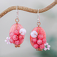 Quartz dangle earrings, 'Garden Bliss in Pink'