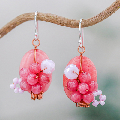 Quartz dangle earrings, Garden Bliss in Pink
