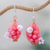 Quartz dangle earrings, 'Garden Bliss in Pink' - Pink Quartz and Glass Bead Dangle Earrings with Copper thumbail