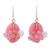 Quartz dangle earrings, 'Garden Bliss in Pink' - Pink Quartz and Glass Bead Dangle Earrings with Copper (image 2a) thumbail