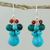 Serpentine dangle earrings, 'Natural Beauty in Blue' - Blue Serpentine and Glass Bead Dangle Earrings with Copper