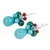 Serpentine dangle earrings, 'Natural Beauty in Blue' - Blue Serpentine and Glass Bead Dangle Earrings with Copper