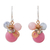 Quartz dangle earrings, 'Pink Bubbles' - Pink Quartz and Glass Bead Dangle Earrings with Copper thumbail