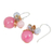 Quartz dangle earrings, 'Pink Bubbles' - Pink Quartz and Glass Bead Dangle Earrings with Copper (image 2b) thumbail