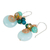 Quartz and serpentine dangle earrings, 'Moonlight Garden in Aqua' - Serpentine Quartz and Glass Bead Dangle Earrings with Copper (image 2b) thumbail