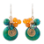 Serpentine and quartz dangle earrings, 'Moonlight Garden in Green' - Green Quartz and Serpentine Bead Dangle Earrings with Copper