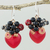 Quartz dangle earrings, 'Love Garden in Red' - Heart Shaped Red Quartz Onyx and Glass Bead Dangle Earrings thumbail