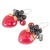Quartz dangle earrings, 'Love Garden in Red' - Heart Shaped Red Quartz Onyx and Glass Bead Dangle Earrings (image 2b) thumbail
