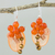 Quartz dangle earrings, 'Garden Bliss in Orange' - Orange Quartz and Glass Bead Dangle Earrings with Copper (image 2) thumbail