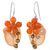 Quartz dangle earrings, 'Garden Bliss in Orange' - Orange Quartz and Glass Bead Dangle Earrings with Copper thumbail