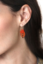 Quartz dangle earrings, 'Garden Bliss in Orange' - Orange Quartz and Glass Bead Dangle Earrings with Copper