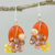 Quartz dangle earrings, 'Garden Bliss in Deep Orange' - Orange Quartz and Glass Bead Dangle Earrings with Copper (image 2) thumbail