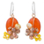 Quartz dangle earrings, 'Garden Bliss in Deep Orange' - Orange Quartz and Glass Bead Dangle Earrings with Copper