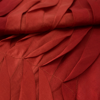 Silk scarf, 'Evolving Lipstick' - Silk Scarf in Claret Red from Thailand