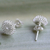 Sterling silver stud earrings, 'Zinnia Flowers' - Hand Made Sterling Silver Stud Earrings Floral Thailand (image 2b) thumbail