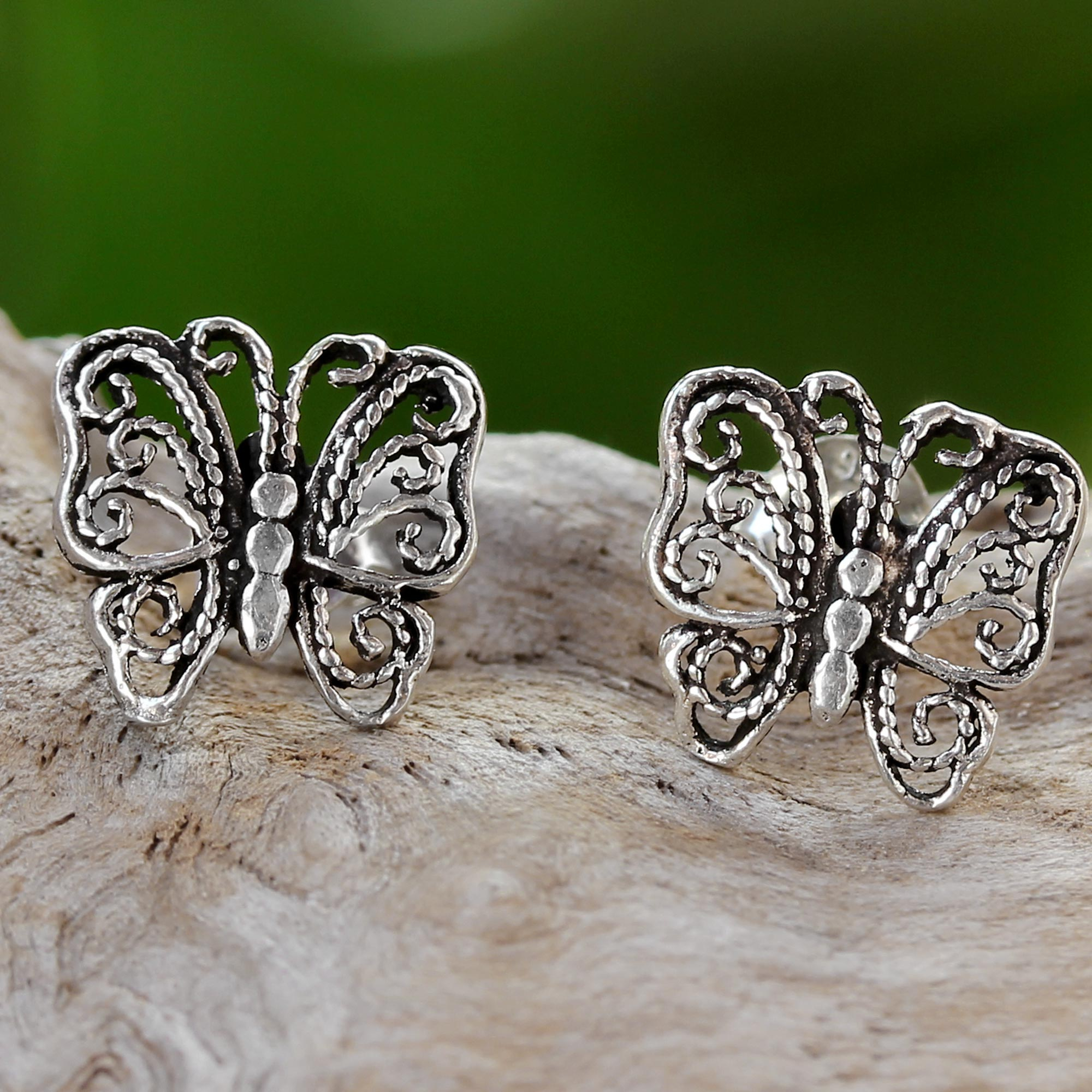 Buy Studio One Love Butterfly Musings Silver-Plated Handmade Brass Hoop  Earrings Online