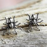 Sterling silver stud earrings, 'Little Sun Spiders' - Sterling Silver Stud Earrings Spider Shape from Thailand