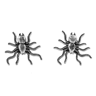 Sterling Silver Stud Earrings Spider Shape from Thailand