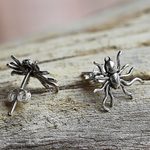Sterling silver stud earrings, 'Little Sun Spiders' - Sterling Silver Stud Earrings Spider Shape from Thailand