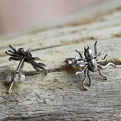 Spider Sterling Silver Stud Earrings, Ready to Ship
