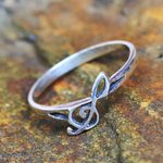 Sterling silver band ring, 'Timeless Melody' - Sterling Silver Band Ring Musical from Thailand