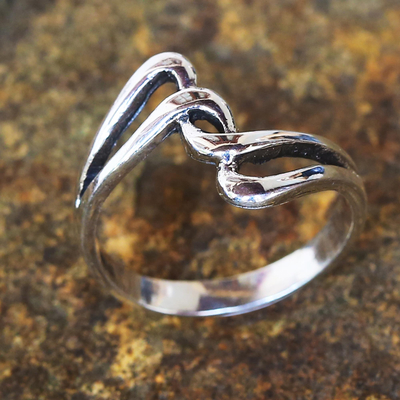 Sterling silver band ring, 'The Melody' - Sterling Silver Band Ring Swirls from Thailand