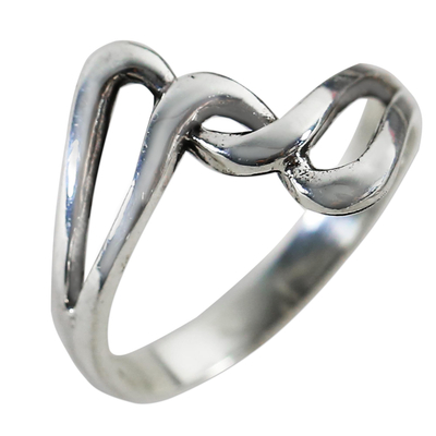Sterling silver band ring, 'The Melody' - Sterling Silver Band Ring Swirls from Thailand