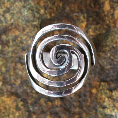 Sterling silver cocktail ring, 'Water Swirls' - Sterling Silver Swirls Cocktail Ring from Thailand