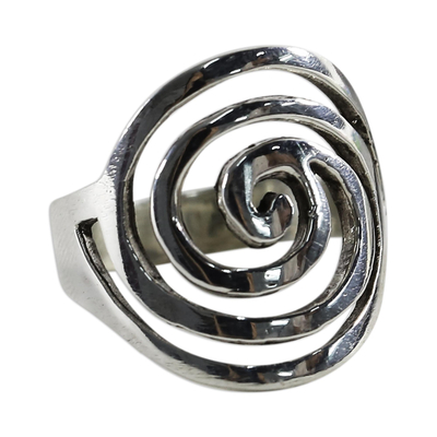 Sterling Silver Swirls Cocktail Ring from Thailand - Water Swirls | NOVICA