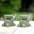Ceramic incense holders, 'Polite Elephants' (pair) - Green Ceramic Elephant Incense Holders (Pair)
