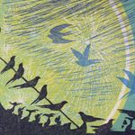 'Under the Moonlight II' - Buddhist Nature Theme Thai Woodcut Print
